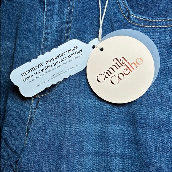 Camila Coelho Crystal Rhinestone Jeans Size 2 Medium Wash Straight Leg Fancy NWT - Picture 2 of 14